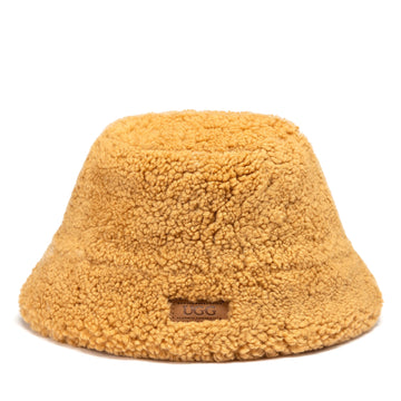 UGG Curly Sheepskin Bucket Hat, for women and men in Chestnut view 4