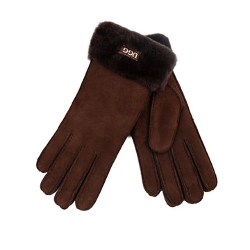 UGG Premium Single Cuff Gloves, for women in Chocolate view 7