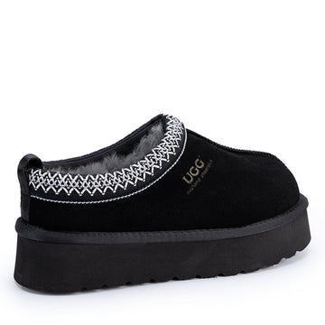 Premium Platform Tassie Ugg Slippers, for women in Black view 3