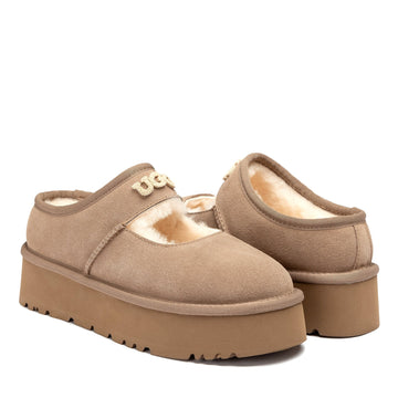UGG Jaze Logo Platform Slippers, for women in Brown view 9