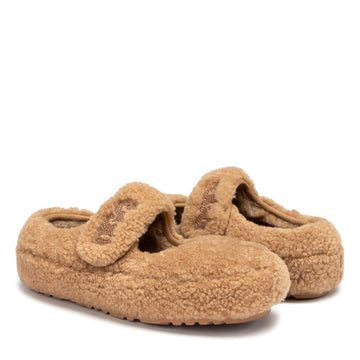 Velcro Fluffy Uggs, kids slippers in Chestnut view 4