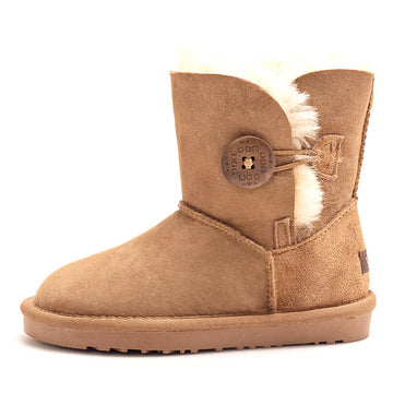 Kids Button Ugg Boots kids sheepskin mid-calf boots view 9