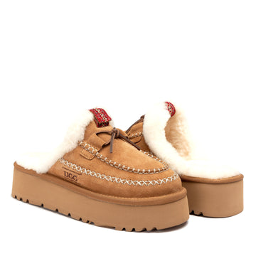 Lace Bow Platform Slippers