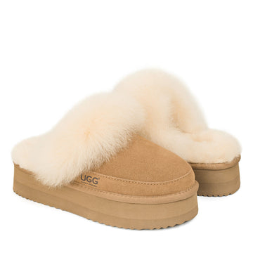 Premium Platform Ugg Slippers, for women in Chestnut view 14