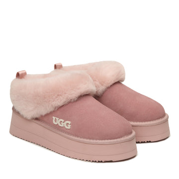 Fluffy Platform Ugg Slippers, for women in Dawn Pink view 12