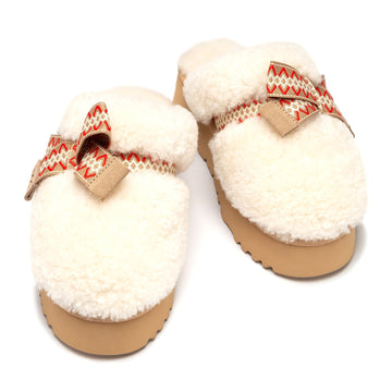 Fluffy Bow Platform Uggs, women's slippers in Ivory view 9