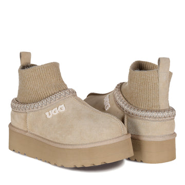 Tassie Knit Platform Uggs, women's slippers in Mustard Seed view 14