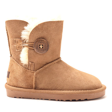 Kids Button Ugg Boots kids sheepskin mid-calf boots view 6