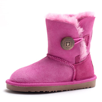 Kids Button Ugg Boots kids sheepskin mid-calf boots view 3