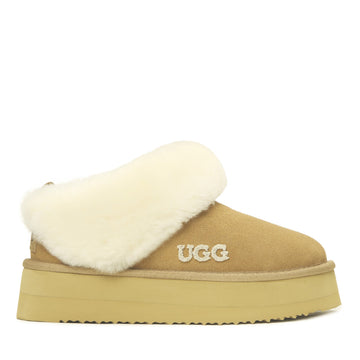 Fluffy Platform Ugg Slippers, for women in Sand view 5