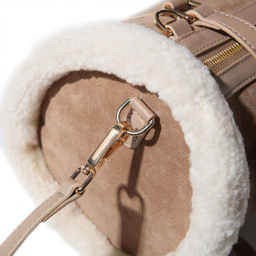 Fluffy Hand Bag Uggs women's fluffy sheepskin hand bag in Beige view 9