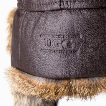 UGG Aviator Leather Hat with Rabbit Fur 